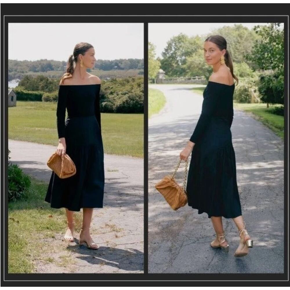 Tuckernuck Off the Shoulder Marissa Tiered Midi Dress | M, Black - Picture 2 of 10